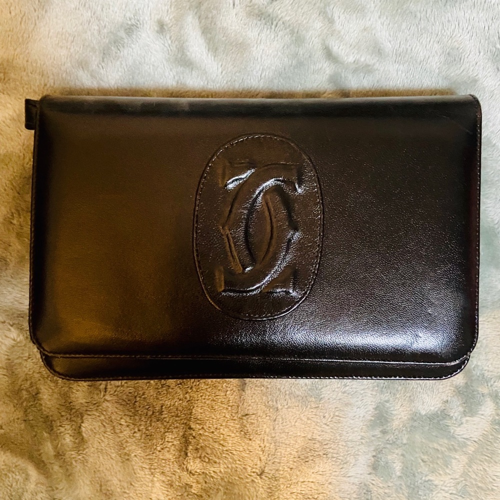 Vintage Black Leather Clutch